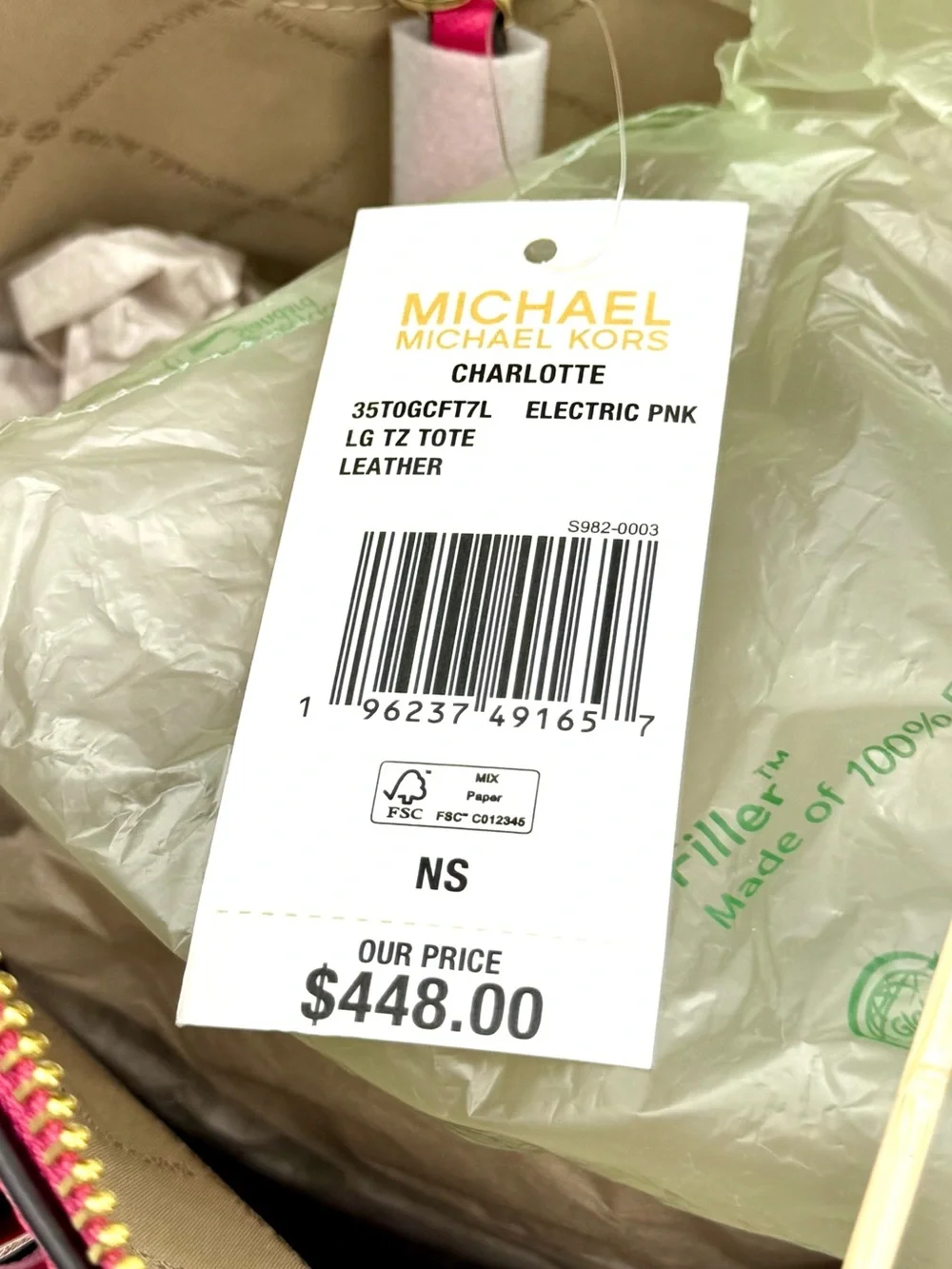 Michael Kors Large Charlotte Tote Bag Electric Pink